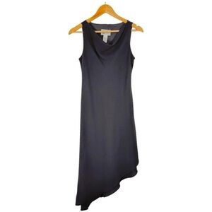 Vintage 90s Y2K Cowl Neck Dress Sz 6 Black Asymmetrical Hem Witchy Fairy Goth